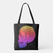Skull Print Tote Bag With Sunset Colors Skull (Achterkant)