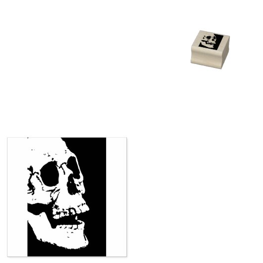 Skull-profiel 2 silhouet, kunststempel rubberstempel (Gestempeld)