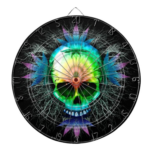Skull Psychedelic Trippy Explosion Dartbord (Voorkant)