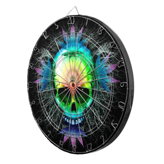 Skull Psychedelic Trippy Explosion Dartbord (Voorkant Rechts)