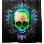 Skull Psychedelic Trippy Explosion Douchegordijn (Voorkant)