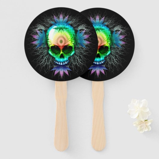 Skull Psychedelic Trippy Explosion Handwaaier (Voorkant en achterkant)