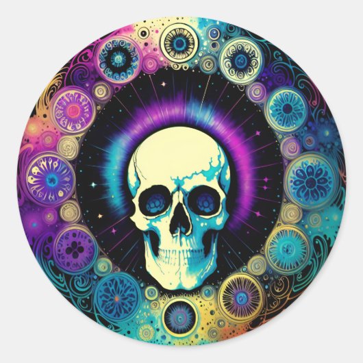 Skull Psychedelics Sticker (Voorkant)
