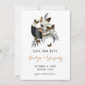 Skull Pumpkin Butteflies Gothic Save The Date (Voorkant)