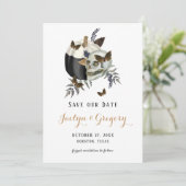 Skull Pumpkin Butteflies Gothic Save The Date (Staand voorkant)