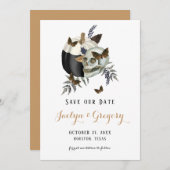 Skull Pumpkin Butteflies Gothic Save The Date (Voorkant / Achterkant)