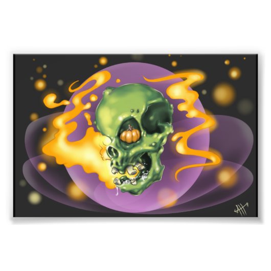 Skull Pumpkin Print Foto Afdruk (Voorkant)