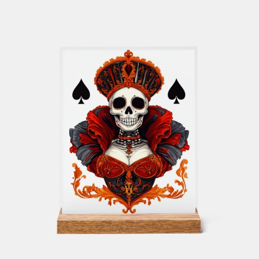 Skull Queen of Spades Acryl Bord (Voorkant)