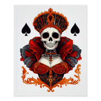 Skull Queen of Spades Perfect Poster