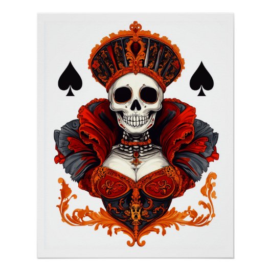 Skull Queen of Spades Perfect Poster (Voorkant)