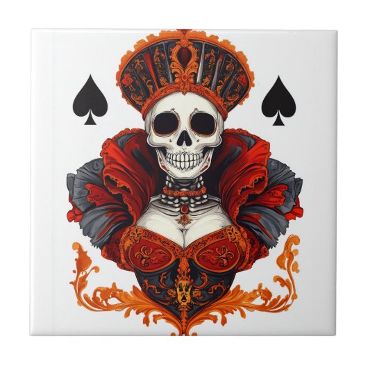 Skull Queen of Spades Tegeltje (Voorkant)