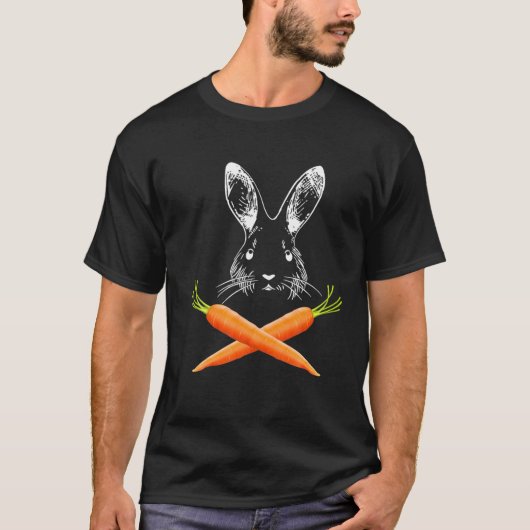 Skull Rabbit Crossbones Carrots Paasdag T-shirt (Voorkant)