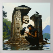 Skull Raven Sepulcher Witchy AI Art Matte Value Poster (Voorkant)