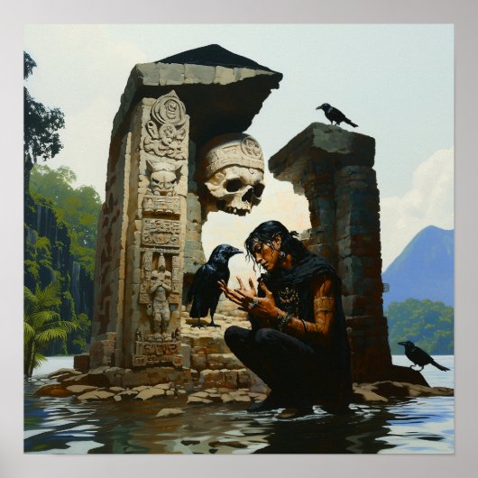 Skull Raven Sepulcher Witchy AI Art Matte Value Poster (Voorkant)