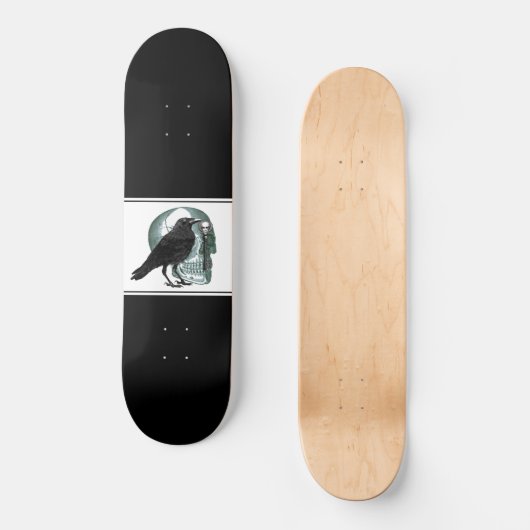 Skull Raven Skeleton Key Black Persoonlijk Skateboard (Voorkant)