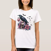 Skull & Raven vleermuizen Rozen Design Roze T-shirt (Voorkant)