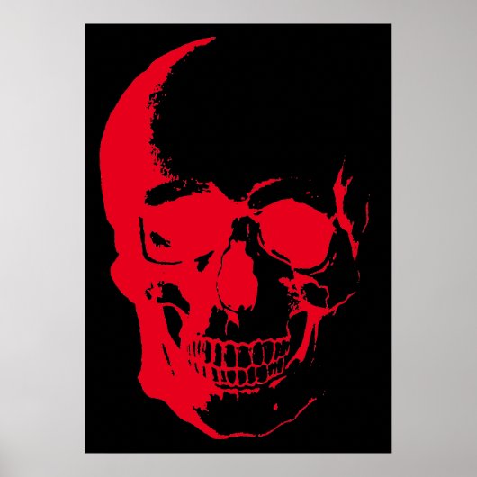 Skull Red Black Heavy Metal Rock Fantasy Art Poster (Voorkant)