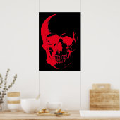 Skull Red Black Heavy Metal Rock Fantasy Art Poster (Keuken)