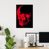 Skull Red Black Heavy Metal Rock Fantasy Art Poster (Thuiskantoor)