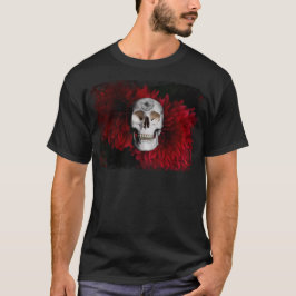 Skull & Red Dahlia met Original Dahlia Drawing T-shirt