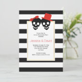 Skull Red Halloween trouwfeest Kaart (Staand voorkant)