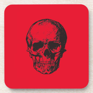 Skull Red Pop Art Bier Onderzetter