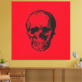 Skull Red Pop Art Canvas Afdruk (Insitu (Woonkamer))