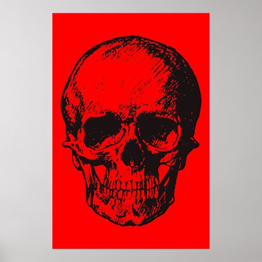 Skull Red Pop Art Fantasy Art Heavy Metal Poster (Voorkant)