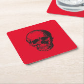 Skull Red Pop Art Kartonnen Onderzetters (Schuin)