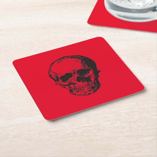 Skull Red Pop Art Kartonnen Onderzetters (Schuin)