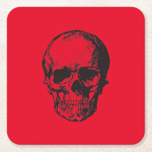 Skull Red Pop Art Kartonnen Onderzetters