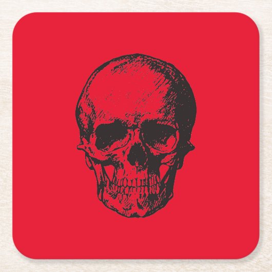 Skull Red Pop Art Kartonnen Onderzetters (Voorkant)