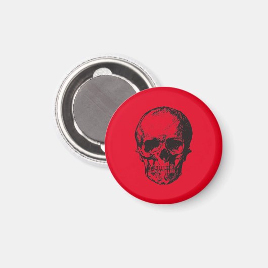 Skull Red Pop Art Magneet (Voorkant / Achterkant)