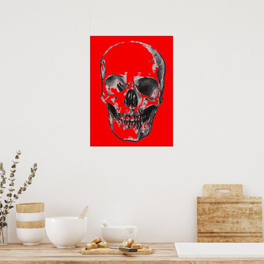 Skull Red Pop Art Poster (Keuken)
