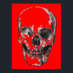 Skull Red Pop Art Poster<br><div class="desc">Fantasy Art Skull Skeleton Poster Print - Black & White Heavy Metal Punk Rock College Art</div>