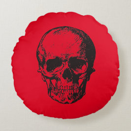 Skull Red Pop Art Rond Kussen