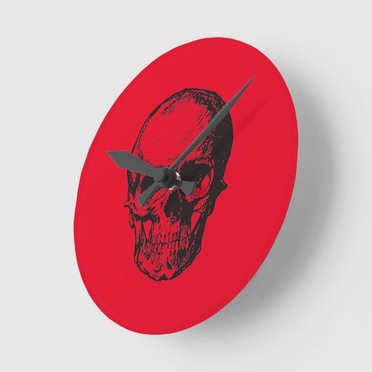 Skull Red Pop Art Ronde Klok (Hoek)