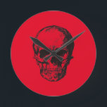 Skull Red Pop Art Ronde Klok<br><div class="desc">Kunststijl pop Digitale kunstschilders schedel</div>