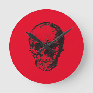 Skull Red Pop Art Ronde Klok