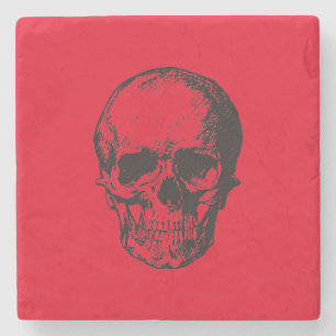 Skull Red Pop Art Stenen Onderzetter