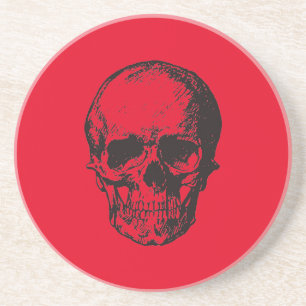 Skull Red Pop Art Zandsteen Onderzetter
