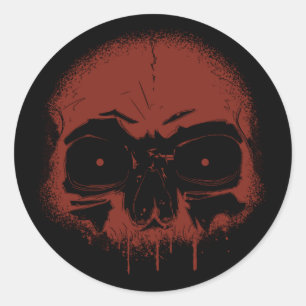 Skull Red Ronde Sticker