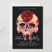 Skull Red Rose Drip Spooktacular Birthday Party Kaart (Voorkant)