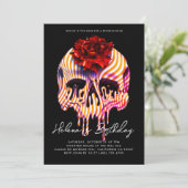 Skull Red Rose Drip Spooktacular Birthday Party Kaart (Staand voorkant)