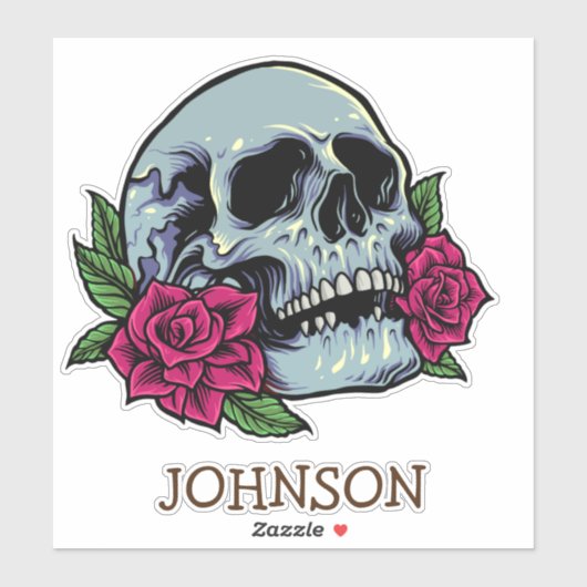 Skull Red Roses Modern Gotisch Sticker (Vel)