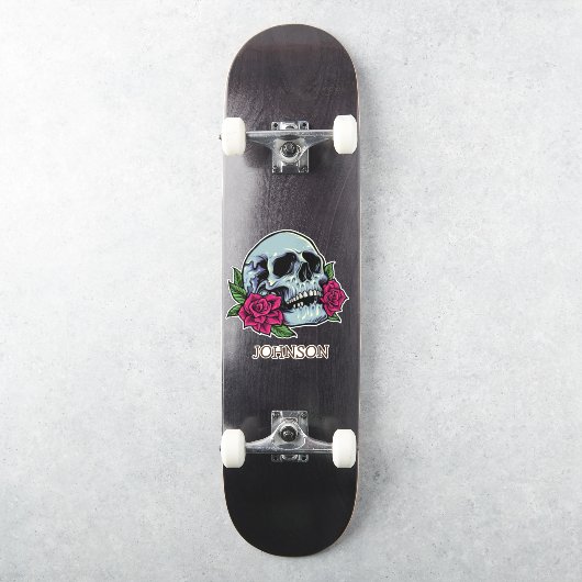 Skull Red Roses Modern Gotisch Sticker (Skateboard)