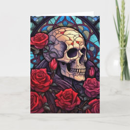 Skull & Red Roses V2 Blank Wenskaart Kaart