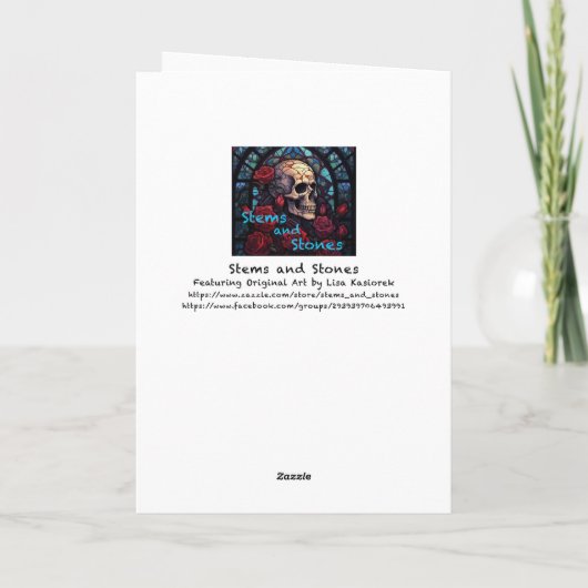 Skull & Red Roses V3 Blank Wenskaart Kaart (Achterkant)