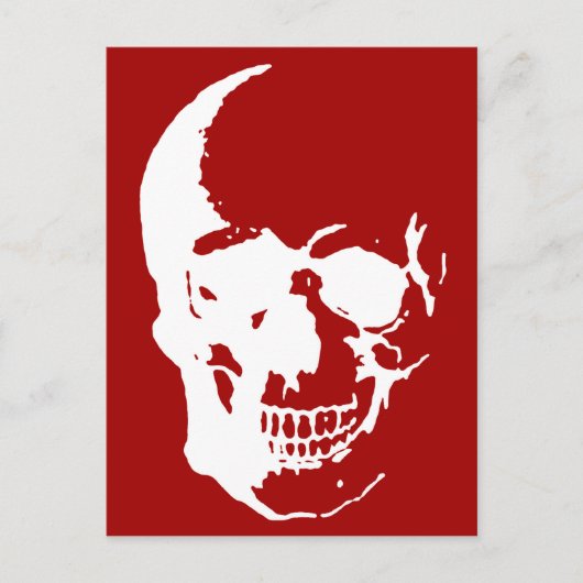 Skull - Red & White Metal Fantasy Art Briefkaart (Voorkant)