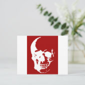 Skull - Red & White Metal Fantasy Art Briefkaart (Staand voorkant)